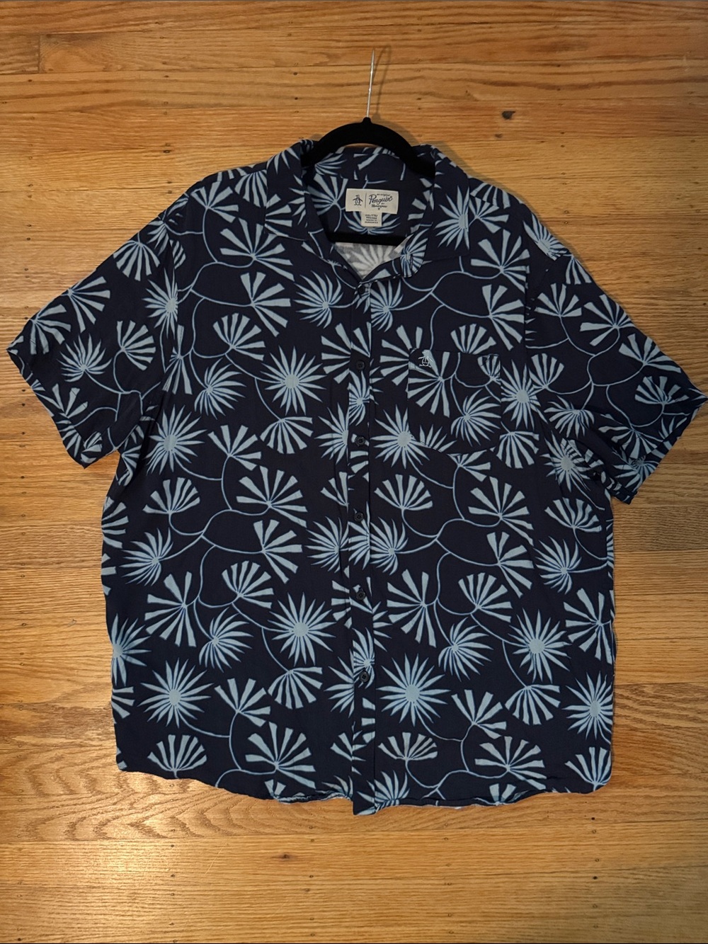 Original Penguin Navy Floral Short-Sleeve Camp Shirt